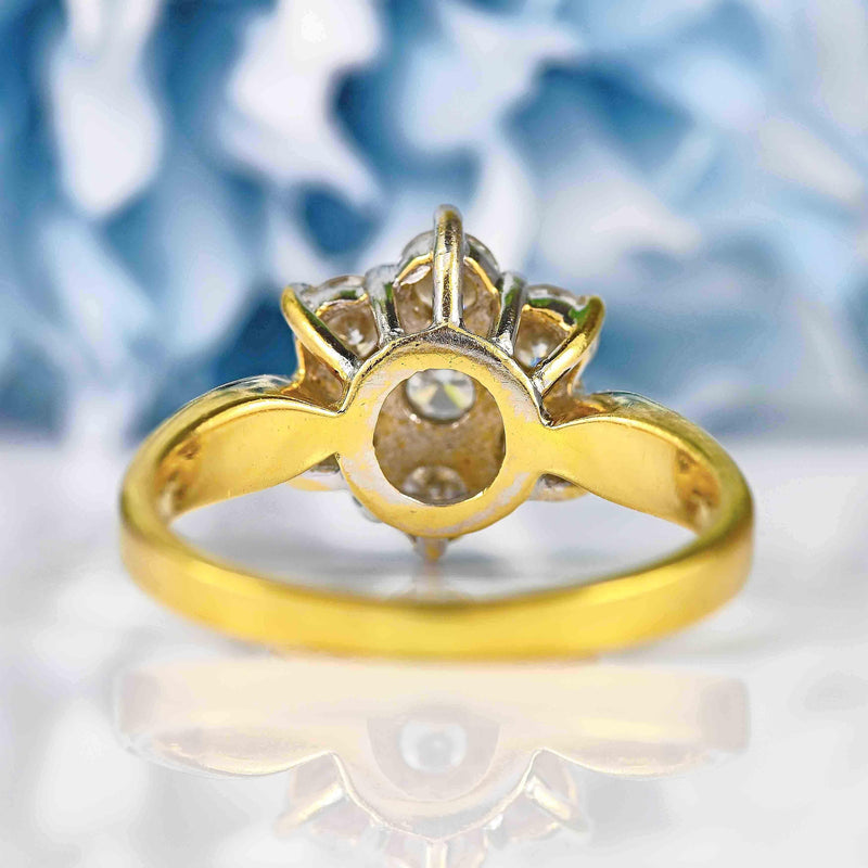 Ellibelle Jewellery Vintage Diamond 18ct Gold Daisy Cluster Ring (1.00ct)