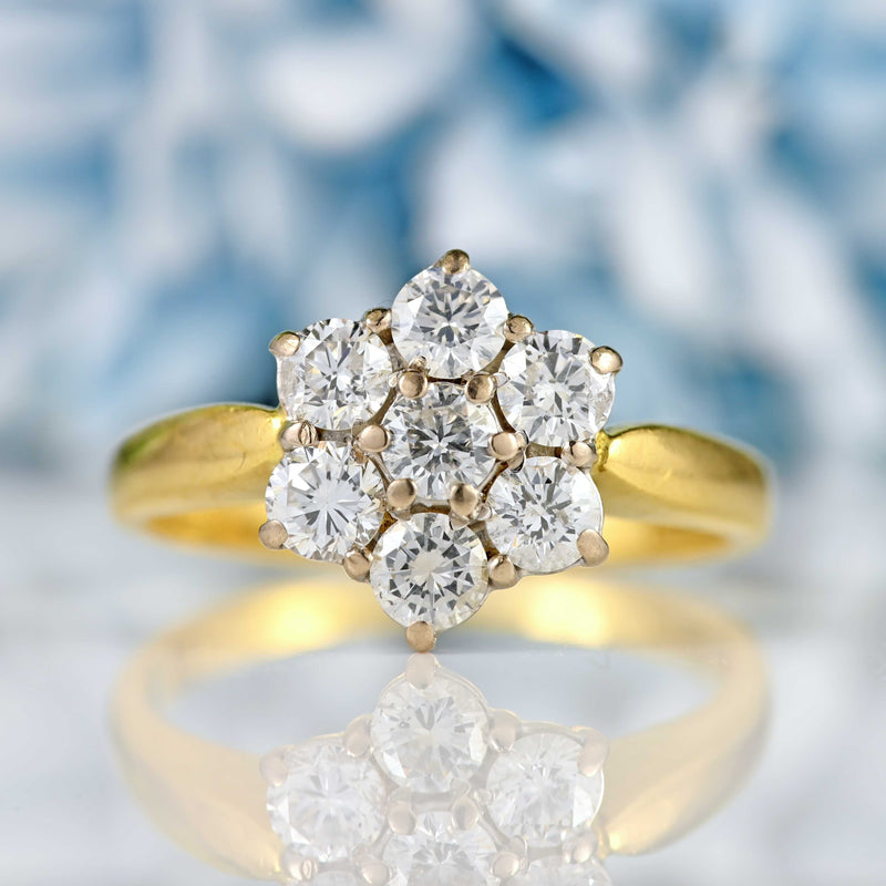 Ellibelle Jewellery Vintage Diamond 18ct Gold Daisy Cluster Ring (1.00ct)