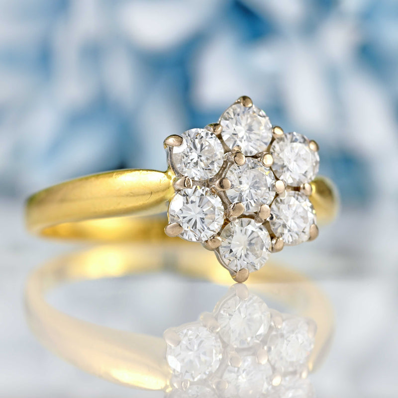 Ellibelle Jewellery Vintage Diamond 18ct Gold Daisy Cluster Ring (1.00ct)