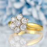 Ellibelle Jewellery Vintage Diamond 18ct Gold Daisy Cluster Ring (1.00ct)