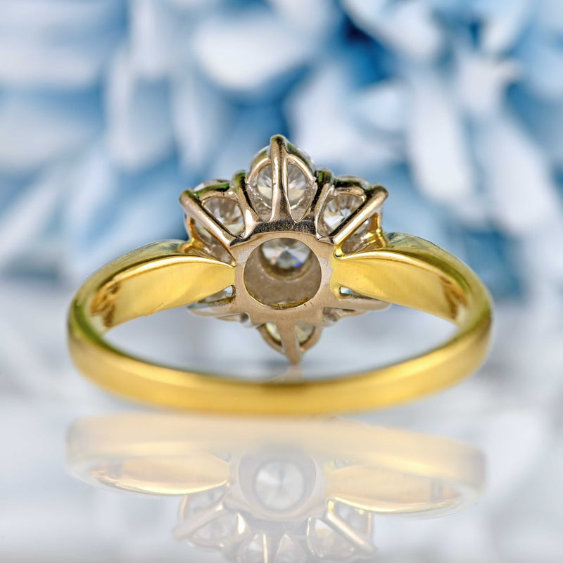 Ellibelle Jewellery Vintage Diamond 18ct Gold Daisy Cluster Ring (1.00ct)