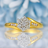 Ellibelle Jewellery Vintage Diamond 18ct Gold Daisy Crossover Cluster Ring (0.50cts)