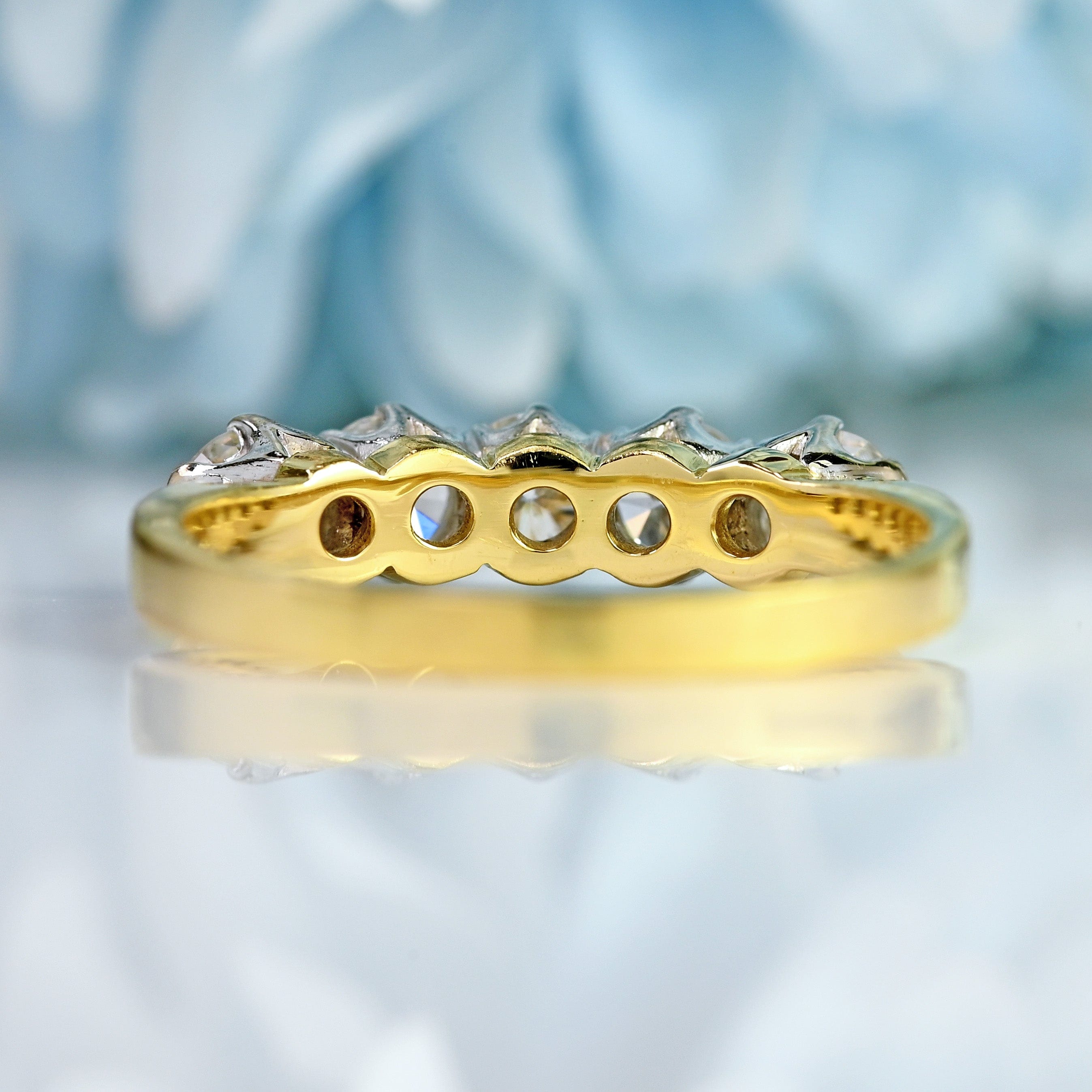 Ellibelle Jewellery Vintage Diamond 18ct Gold Five-Stone Half-Eternity Band Ring (0.75cts)