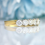 Ellibelle Jewellery Vintage Diamond 18ct Gold Five-Stone Half-Eternity Band Ring (0.75cts)