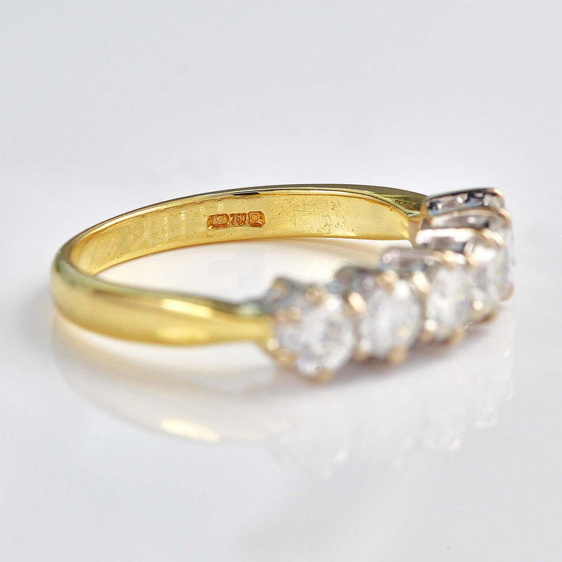 Ellibelle Jewellery Vintage Diamond 18ct Gold Six-Stone Band Ring (1.00ct)