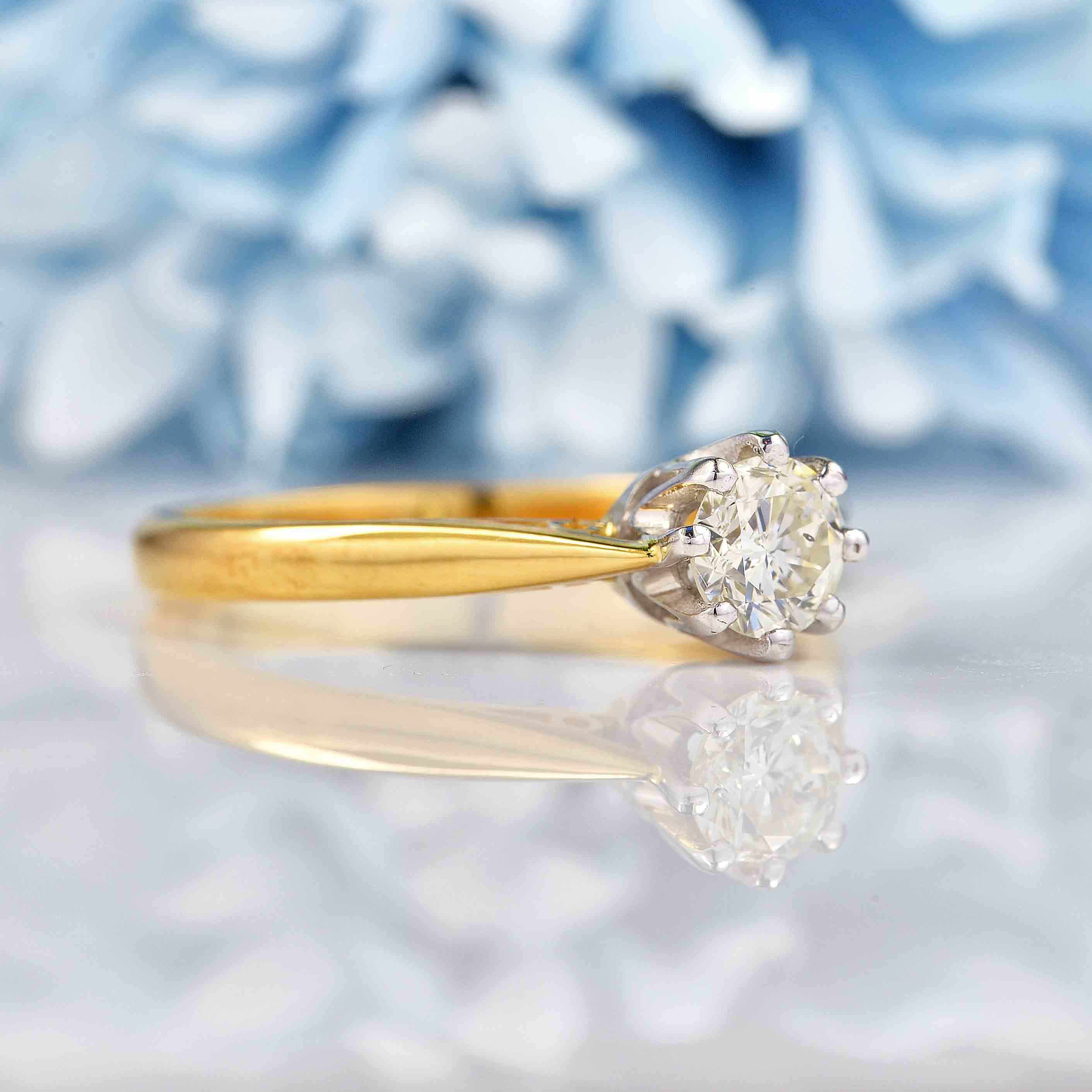 Ellibelle Jewellery Vintage Diamond 18ct Gold Solitaire Engagement Ring (0.60ct)