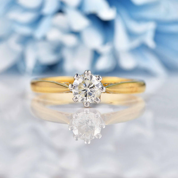 Ellibelle Jewellery Vintage Diamond 18ct Gold Solitaire Engagement Ring (0.60ct)