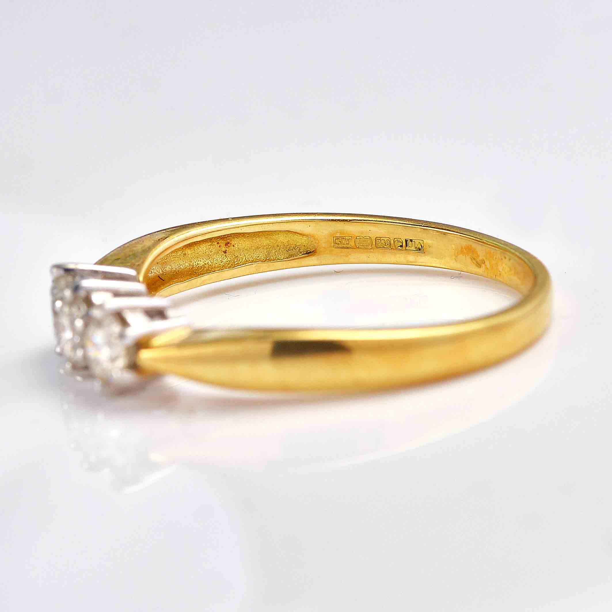 Ellibelle Jewellery Vintage Diamond 18ct Gold Three-Stone Engagement Ring (0.57cts)