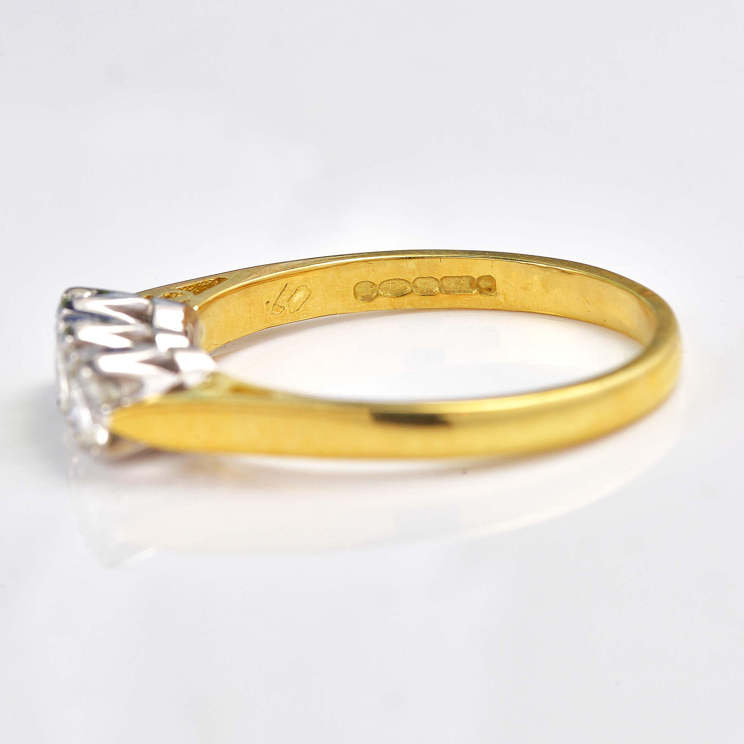 Ellibelle Jewellery Vintage Diamond 18ct Gold Three-Stone Engagement Ring (0.60ct)