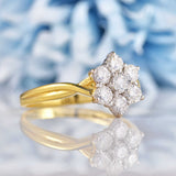 Ellibelle Jewellery Vintage Diamond 18ct Gold Twist-Over Daisy Cluster Ring (1.00ct)