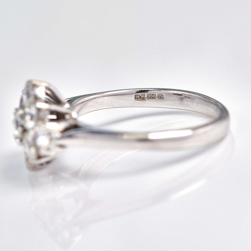 Ellibelle Jewellery Vintage Diamond 18ct White Gold Cluster Ring (0.95ct)