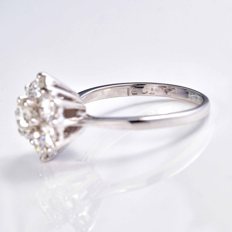 Ellibelle Jewellery Vintage Diamond 18ct White Gold Daisy Cluster Ring (1.25cts)