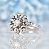 Ellibelle Jewellery Vintage Diamond 18ct White Gold Flower Cluster Ring