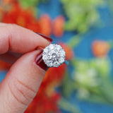 Ellibelle Jewellery Vintage Diamond 18ct White Gold Platinum Halo Cluster Ring (1.05cts)