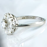 Ellibelle Jewellery Vintage Diamond 18ct White Gold Platinum Halo Cluster Ring (1.05cts)