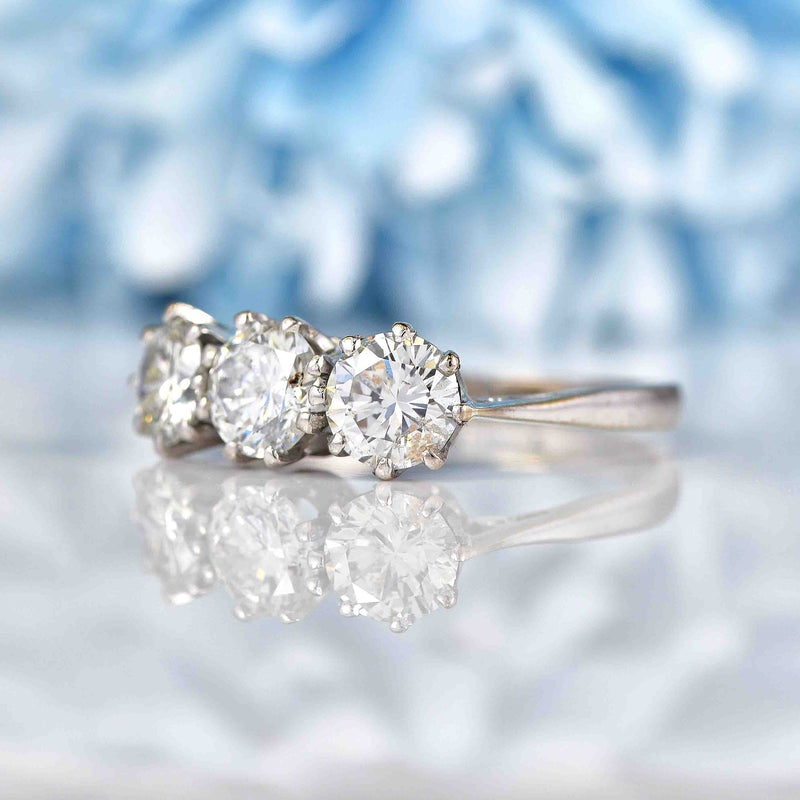 Vintage Diamond 18ct White Trilogy Engagement Ring