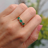 Ellibelle Jewellery Vintage Emerald & Baguette Diamond 18ct Gold Seven-Stone Ring