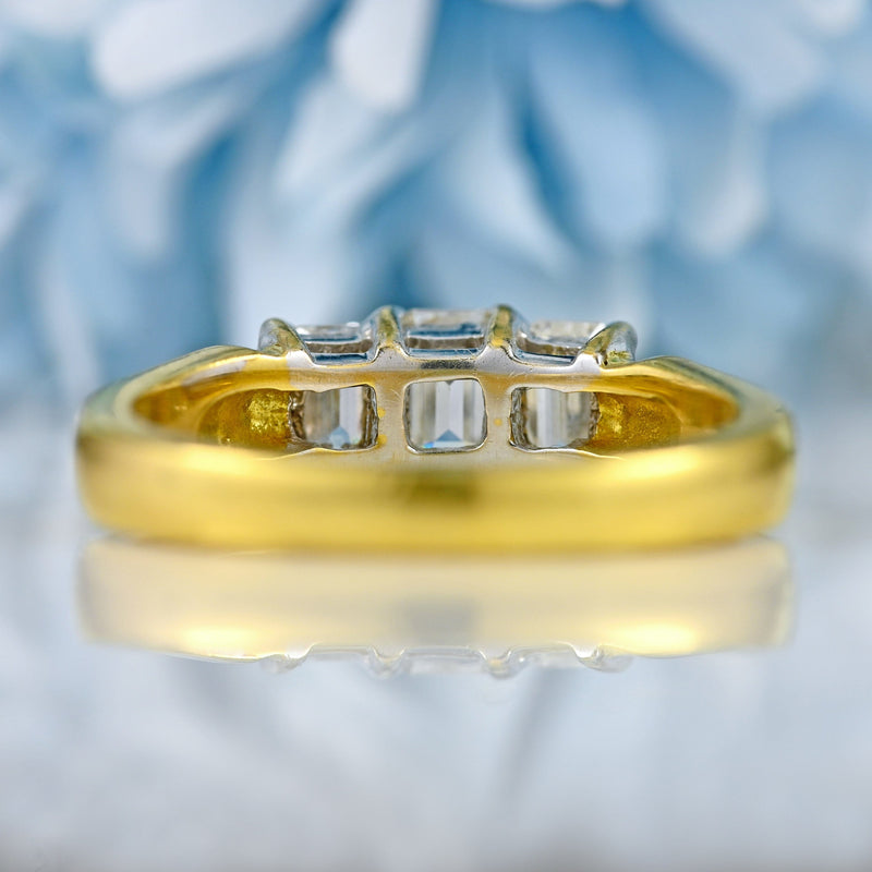 Ellibelle Jewellery Vintage Emerald-Cut Diamond 18ct Gold Three-Stone Engagement Ring (1.00ct)