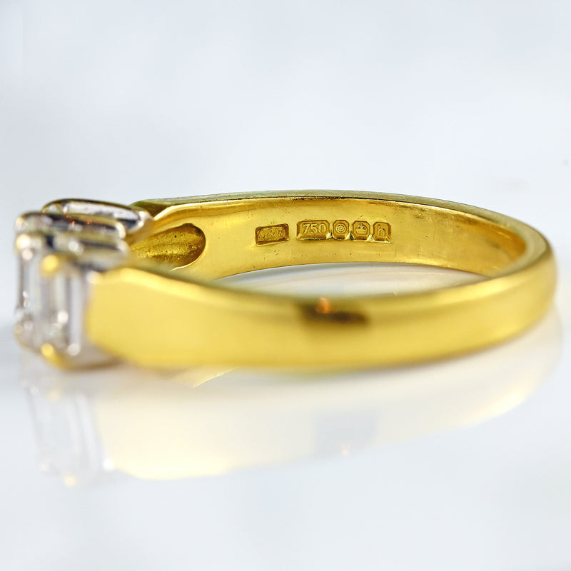 Ellibelle Jewellery Vintage Emerald-Cut Diamond 18ct Gold Three-Stone Engagement Ring (1.00ct)
