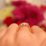 Ellibelle Jewellery Vintage Emerald-Cut Diamond 18ct Gold Three-Stone Engagement Ring (1.00ct)