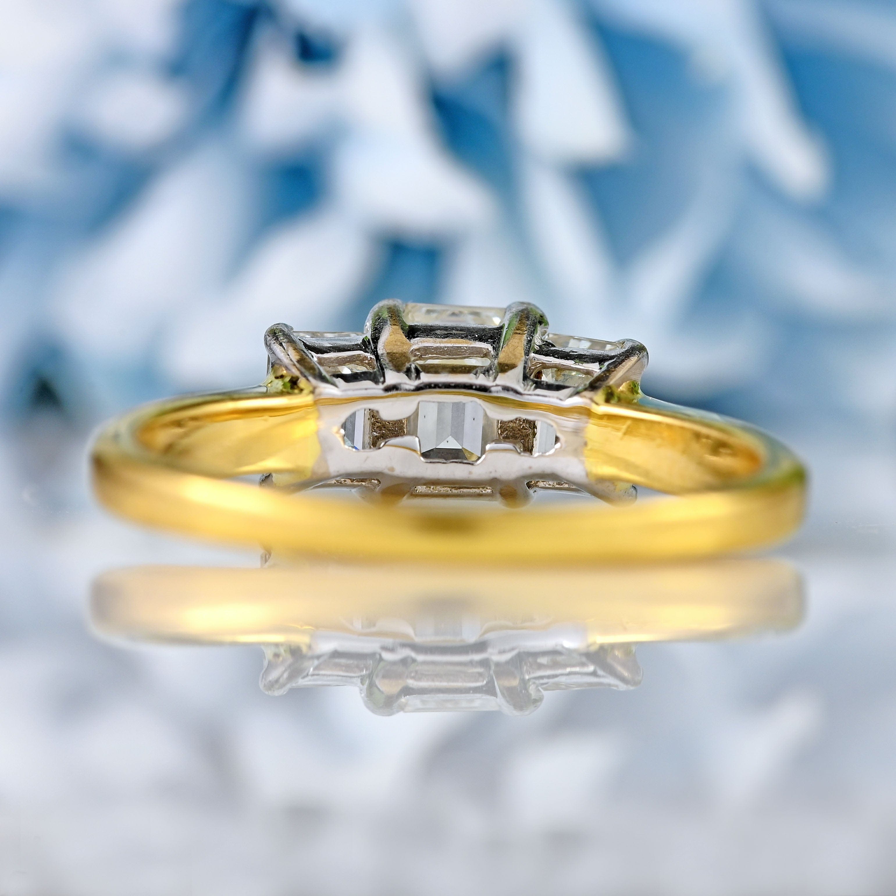 Ellibelle Jewellery Vintage Emerald-Cut Diamond 18ct Gold Three-Stone Engagement Ring (1.25cts)