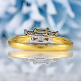 Ellibelle Jewellery Vintage Emerald-Cut Diamond 18ct Gold Three-Stone Engagement Ring (1.25cts)