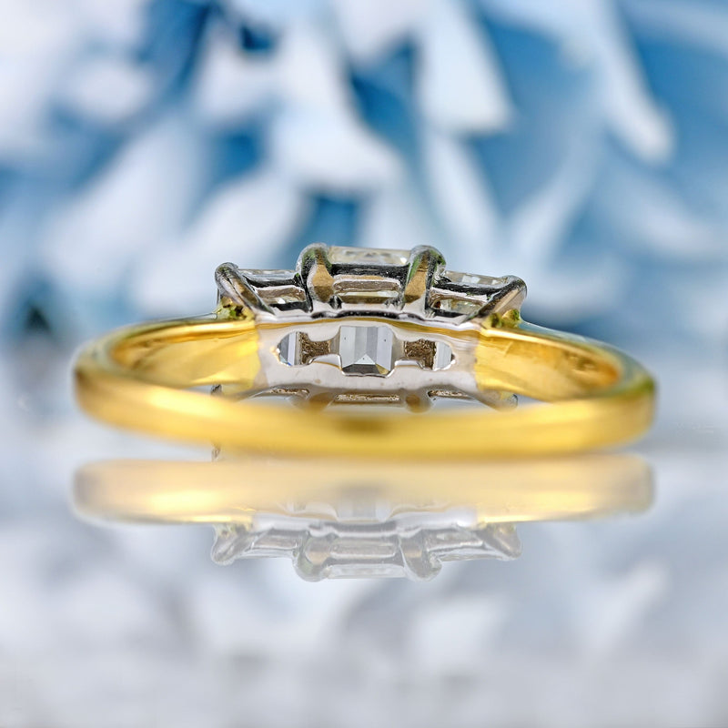 Ellibelle Jewellery Vintage Emerald-Cut Diamond 18ct Gold Three-Stone Engagement Ring (1.25cts)