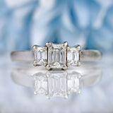 Ellibelle Jewellery Vintage Emerald-Cut Diamond Platinum Three-Stone Engagement Ring (0.75cts)