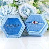 Ellibelle Jewellery Vintage Emerald-Cut Ruby & Baguette Diamond 18ct White Gold Three-Stone Ring