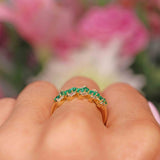 Ellibelle Jewellery Vintage Emerald & Diamond 18ct Gold Band Ring