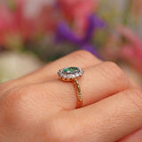 Ellibelle Jewellery Vintage Emerald & Diamond 18ct Gold Bezel-Set Oval Cluster Ring