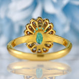 Ellibelle Jewellery Vintage Emerald & Diamond 18ct Gold Bezel-Set Oval Cluster Ring
