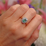 Ellibelle Jewellery Vintage Emerald & Diamond 18ct Gold Bezel-Set Oval Cluster Ring