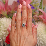 Ellibelle Jewellery Vintage Emerald & Diamond 18ct Gold Bezel-Set Oval Cluster Ring