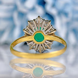 Ellibelle Jewellery Vintage Emerald & Diamond 18ct Gold Cluster Engagement Ring (1.20ct)