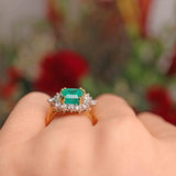 Ellibelle Jewellery Vintage Emerald & Diamond 18ct Gold Cluster Engagement Ring (2.56ct)