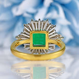 Ellibelle Jewellery Vintage Emerald & Diamond 18ct Gold Cluster Engagement Ring (2.56ct)