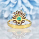 Ellibelle Jewellery Vintage Emerald & Diamond 18ct Gold Cluster Engagement Ring