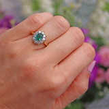 Ellibelle Jewellery Vintage Emerald & Diamond 18ct Gold Cluster Engagement Ring