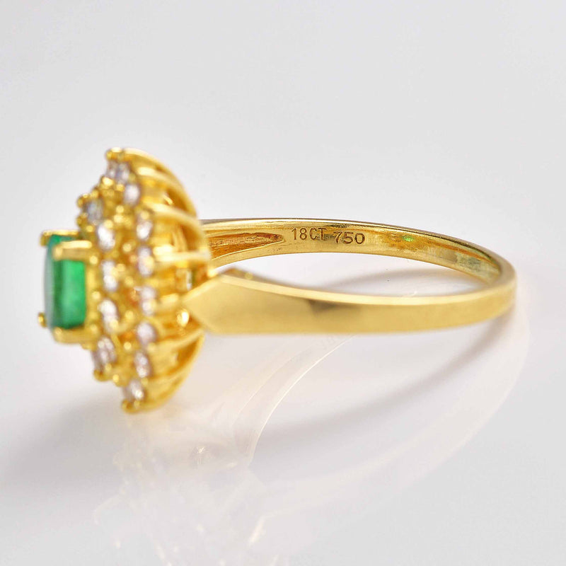 Ellibelle Jewellery Vintage Emerald & Diamond 18ct Gold Cluster Ring
