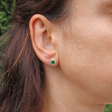 Ellibelle Jewellery Vintage Emerald & Diamond 18ct Gold Cluster Stud Earrings