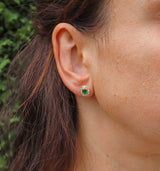Ellibelle Jewellery Vintage Emerald & Diamond 18ct Gold Cluster Stud Earrings
