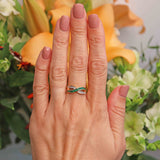 Ellibelle Jewellery Vintage Emerald & Diamond 18ct Gold Crossover Band Ring
