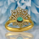 Ellibelle Jewellery Vintage Emerald & Diamond 18ct Gold Daisy Cluster Engagement Ring