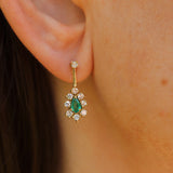 Ellibelle Jewellery Vintage Emerald & Diamond 18ct Gold Drop Earrings