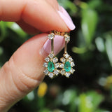 Ellibelle Jewellery Vintage Emerald & Diamond 18ct Gold Drop Earrings