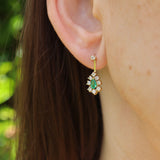 Ellibelle Jewellery Vintage Emerald & Diamond 18ct Gold Drop Earrings