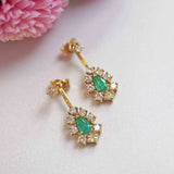 Ellibelle Jewellery Vintage Emerald & Diamond 18ct Gold Drop Earrings