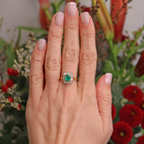 Ellibelle Jewellery Vintage Emerald & Diamond 18ct Gold Rectangular Cluster Ring