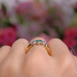 Ellibelle Jewellery Vintage Emerald & Diamond 18ct Gold Three-Stone Engagement Ring (0.40cts)